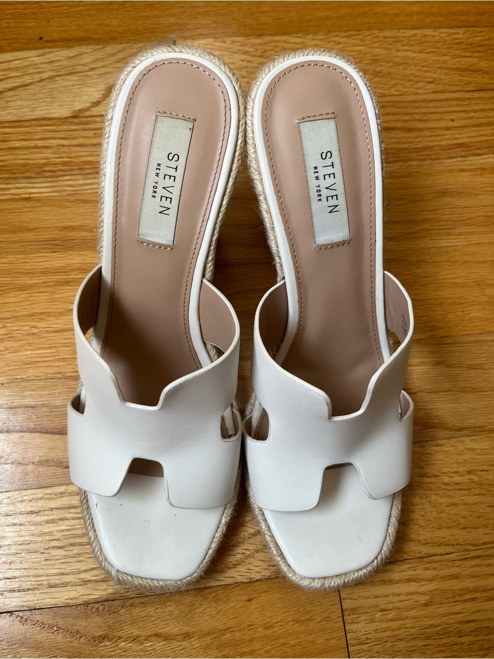 Steven New York White Espadrille Wedges